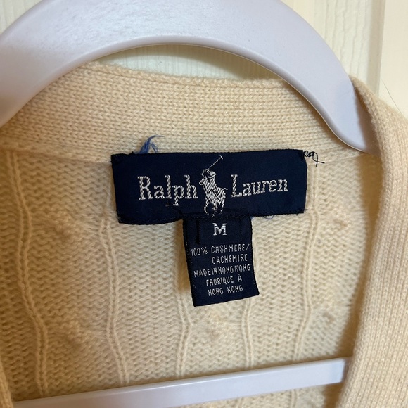 Cream Ralph Lauren blue label 100% cashmere cardigan - Picture 3 of 7